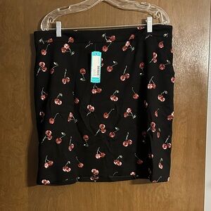 Skies Are Blue Black Cherry Print Mini Skirt